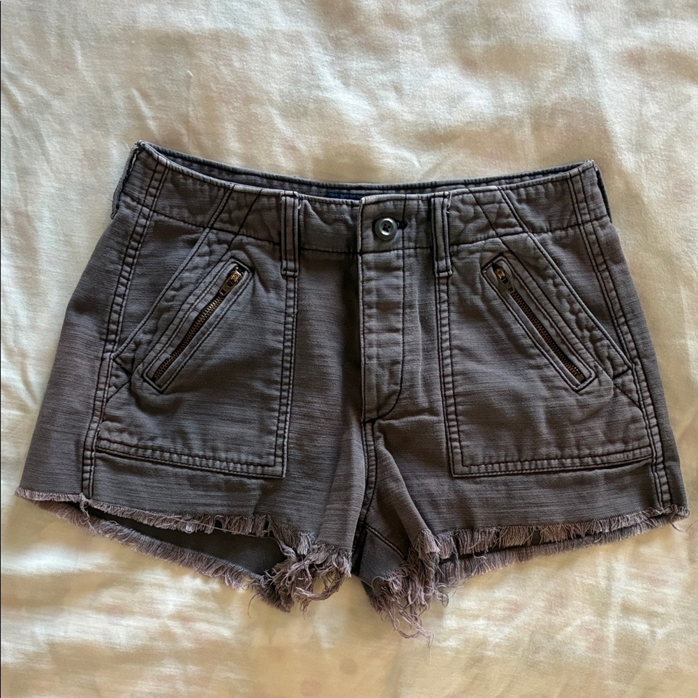 American Eagle Outfitters Gray Frayed Hem Jean Shorts
